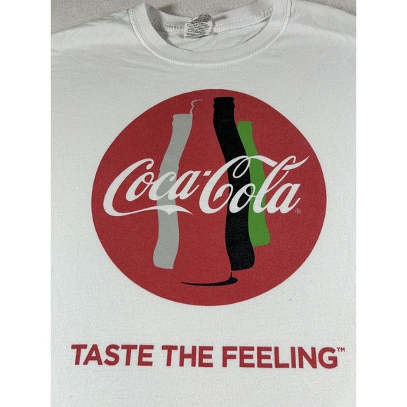 Coca-Cola Men's M VTG "Taste The Feeling" White Graphic Short Sleeve T-Shirt - Picture 3 of 9